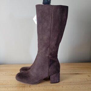 Time and Tru Women's Tall Heeled Boots Brown Faux Suede Size 11 New NWT Go-Go